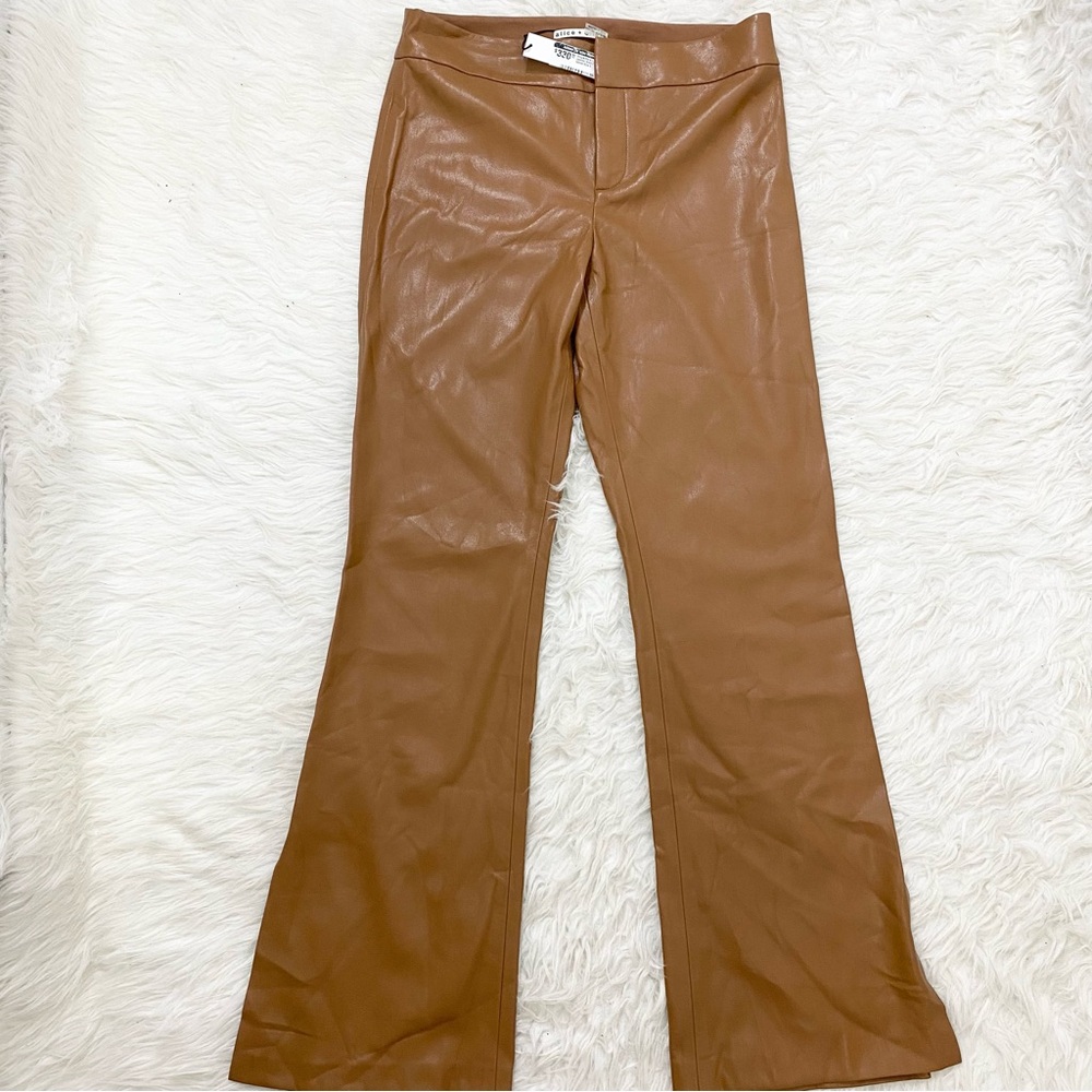 ALICE + OLIVIA Tan Faux Leather Pants - Picture 3 of 5